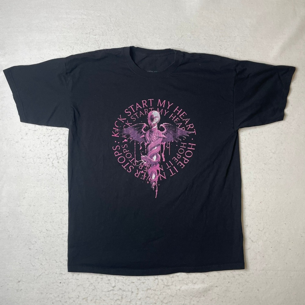Motley Crue Kickstart My Heart Graphic T Shirt XL Black Band Tee